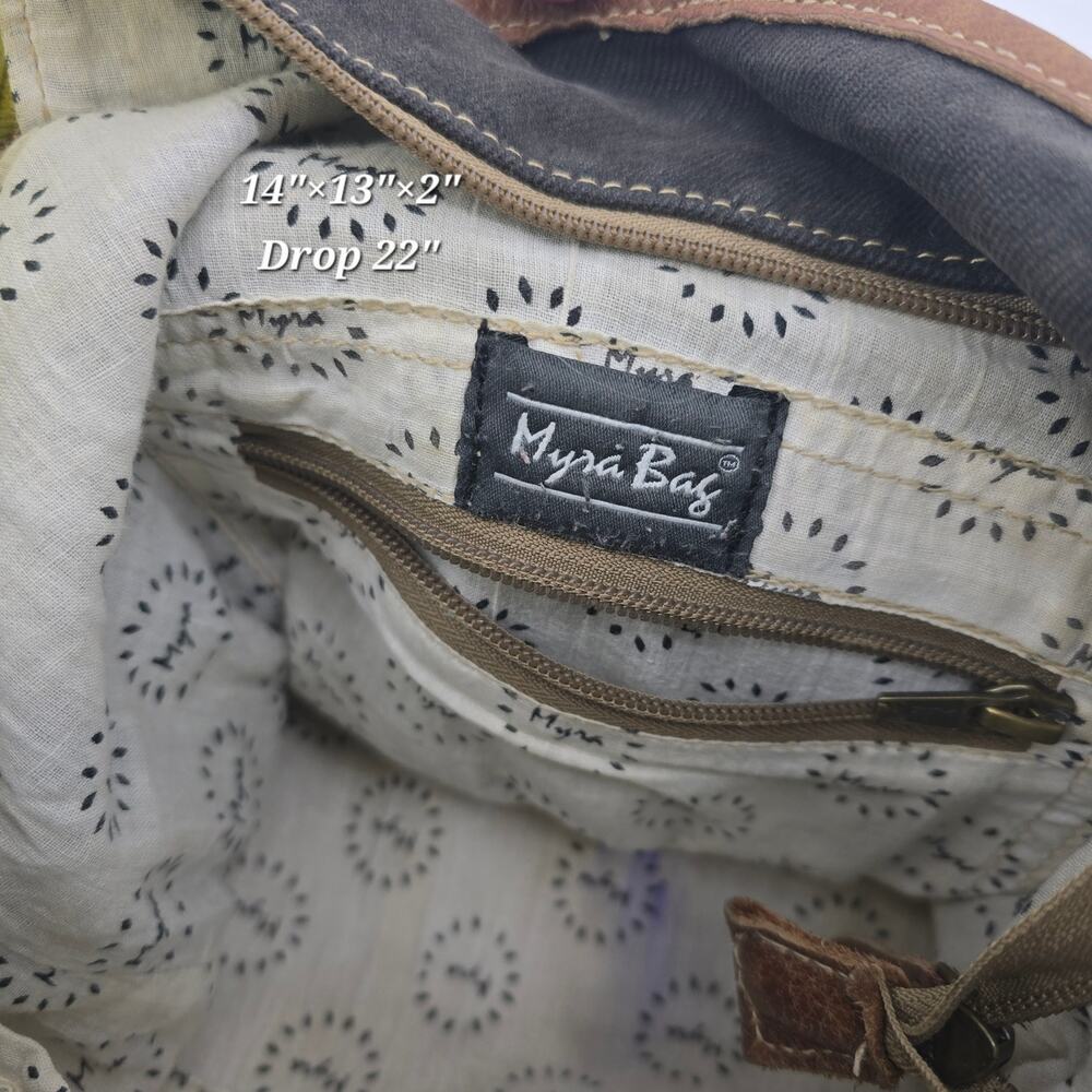 Myra Bag Tapestry & Leather Crossbody Shoulder Bag | Boho Western Rustic - Picture 3 of 5
